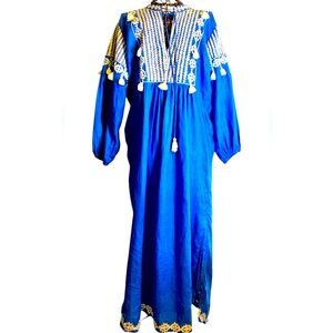 Angela Jey Women’s Blue Long Sleeves Kaftan Dress. Size M/L. SKU 512